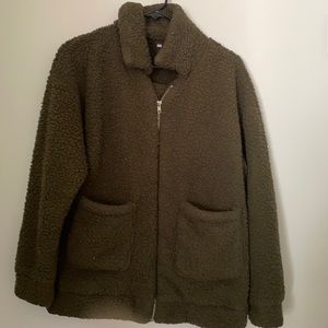 Army Green Zip Up Sherpa Size Small